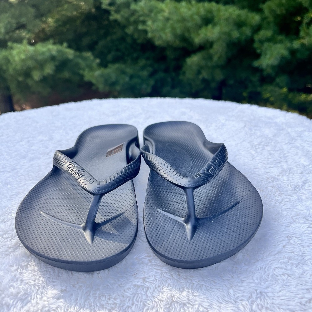 Archies Flip Flops Women Size 7 Black Comfort Shoes Arch Support Sandals NEW - Picture 2 of 9